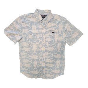 Vineyard Vines Tuna Batik Harbor Shirt Vented Button Fishing Blue Men's Sz Small